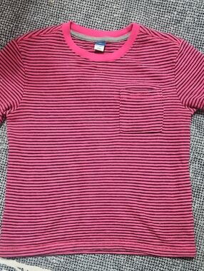 Old Navy Boy's' Pink & Black Striped Short Sleeve Tee with Pocket